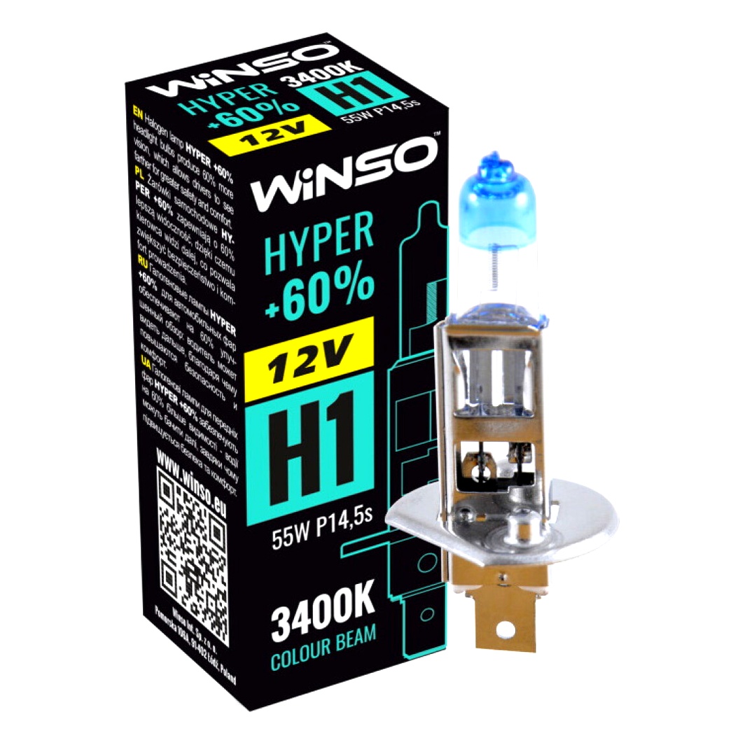 Автолампа галогенова WINSO H1 P14.5s 55W 12V синя 712120 - zapix