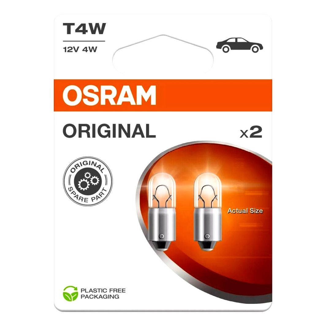 Автолампа розжарювання OSRAM Original Line T4W BA9s 4W 12V прозора 38932BL - zapix