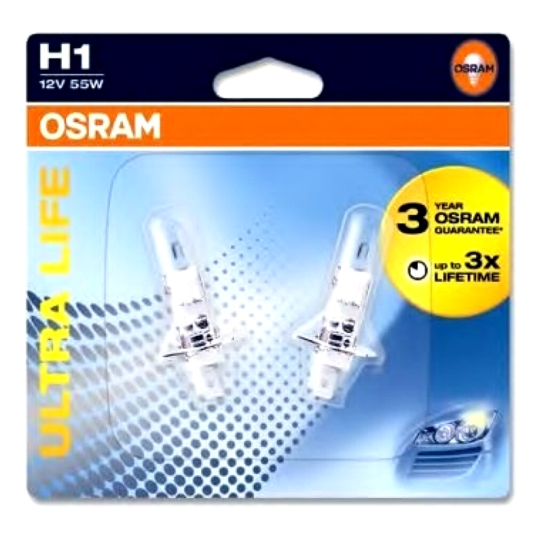 Автолампа галогенова OSRAM Ultra Life H1 P14.5s 55W 12V прозора 64150ULT02B - zapix
