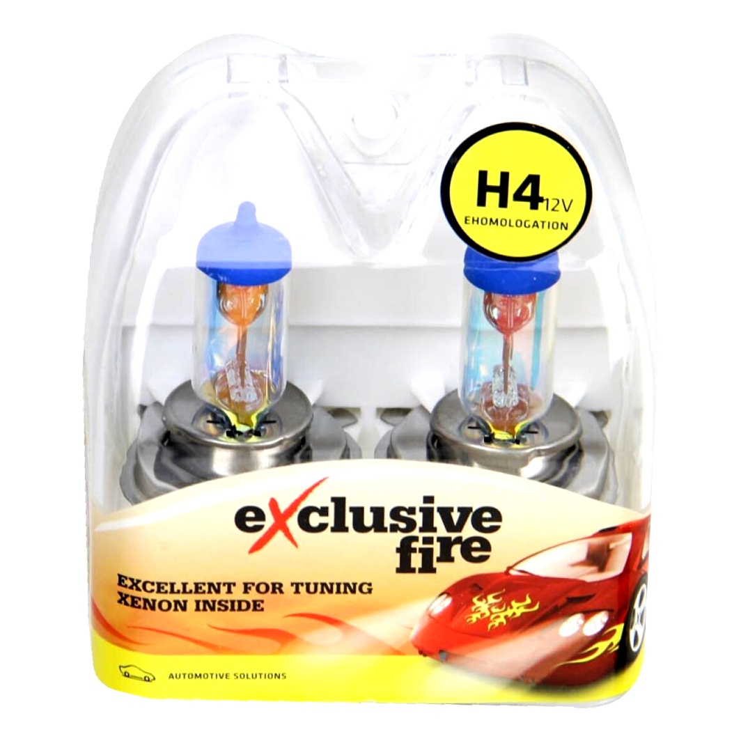 Автолампа галогенова BOSMA Exclusive Fire H4 P43t 55W 12V прозоро-блакитна 8429 - zapix