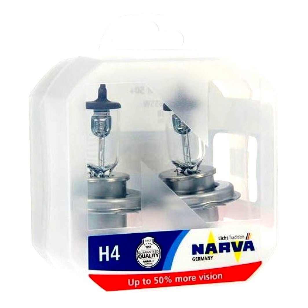 Автолампа галогенова NARVA Range Power 50+ H4 P43t 55W 12V прозора 488612100 - zapix