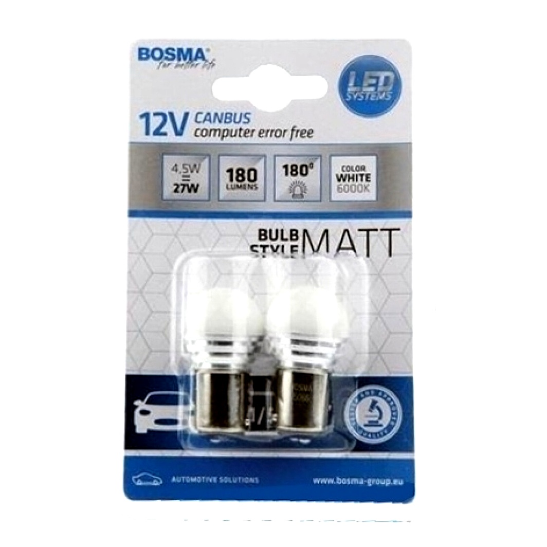 Автолампа LED (светодиодная) BOSMA P21/5W BAY15d 4.5W 12V белая 5066 - zapix