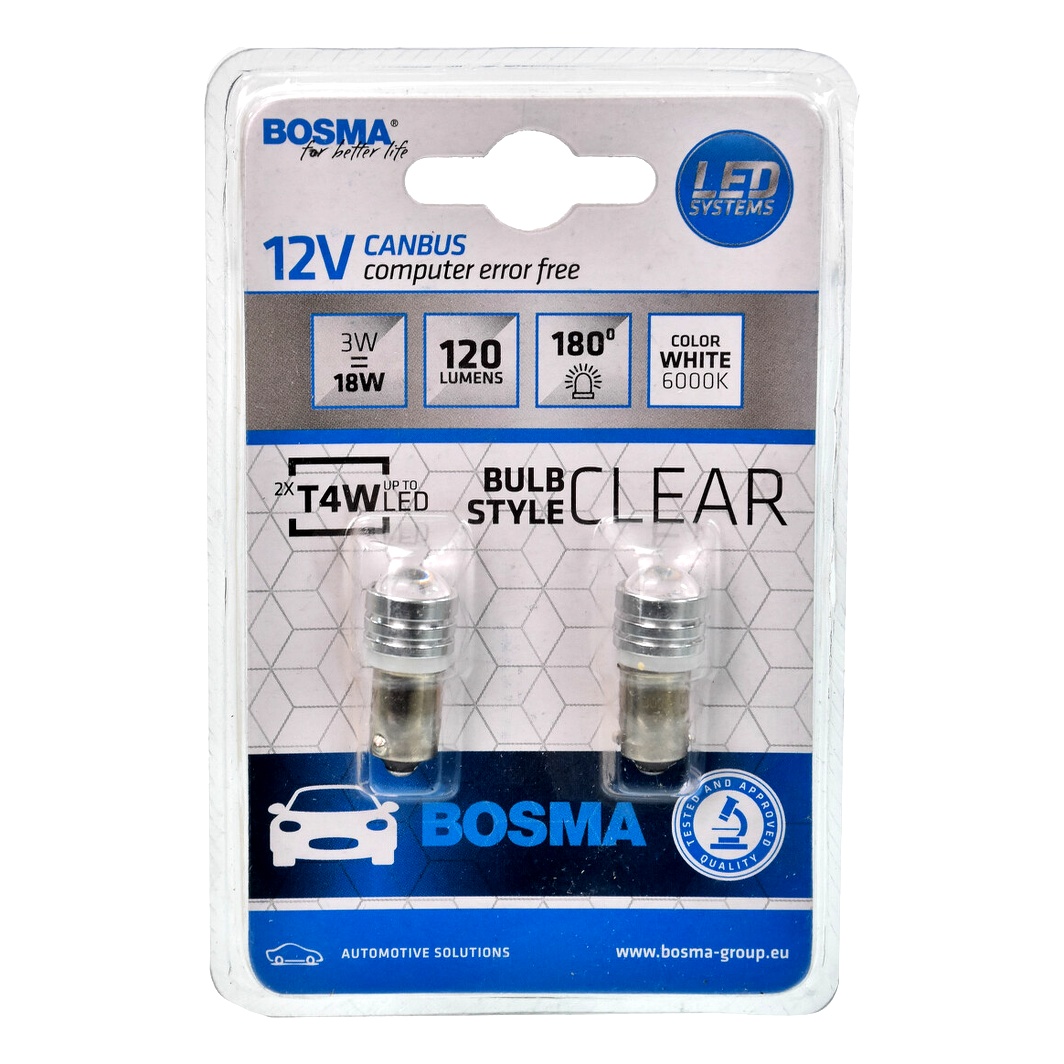 Автолампа LED (светодиодная) BOSMA T4W BA9s 3W 12V 6575 - zapix