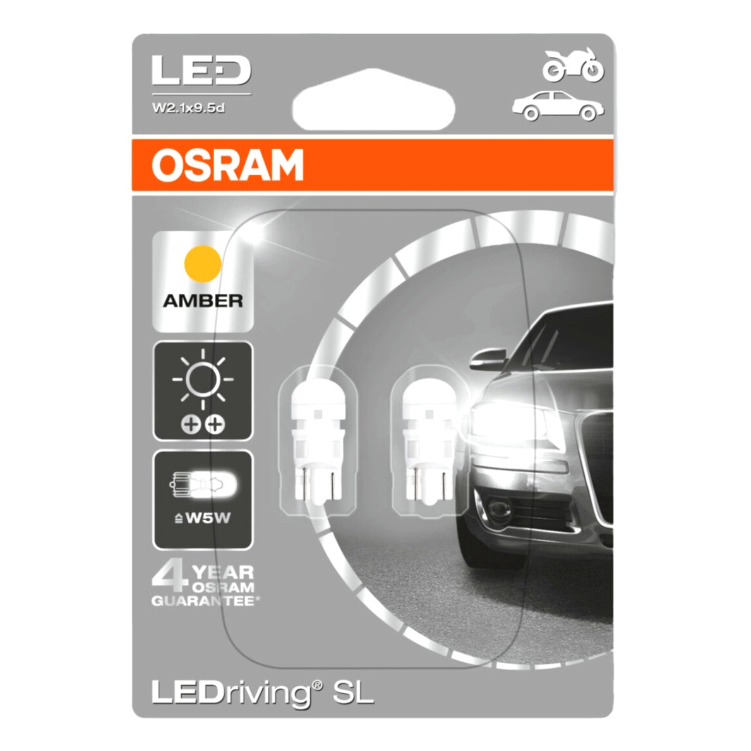 Автолампа LED (светодиодная) OSRAM LEDriving Standard W5W W2.1x9.5d 1W 12V желтая 2880YE - zapix