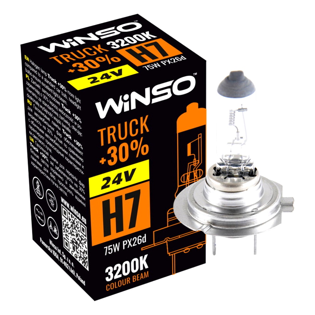 Автолампа галогеновая WINSO H7 PX26d 75W 24V 724700 - zapix