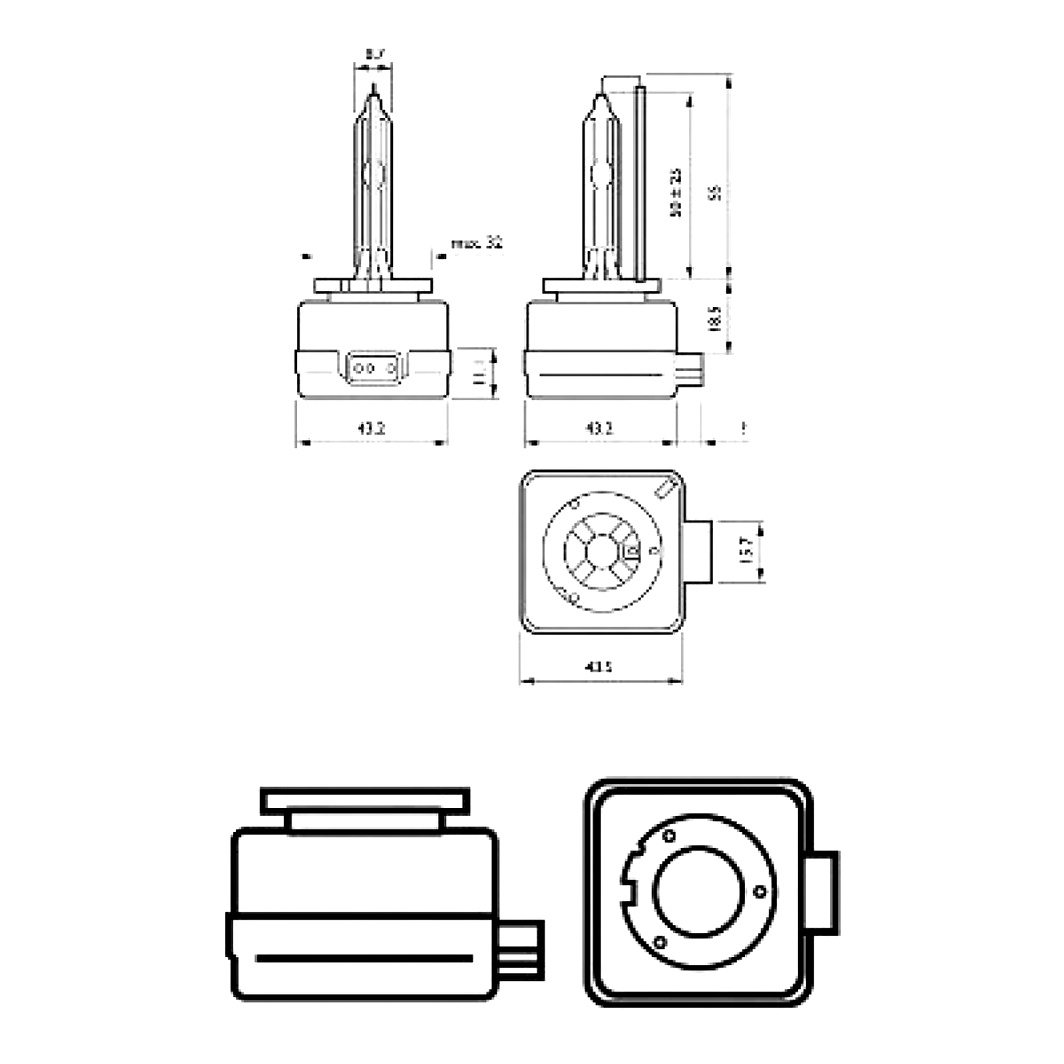 Автолампа ксеноновая PHILIPS X-tremeVision D1S PK32d-2 35W 85V прозрачная 85415XVC1 - zapix