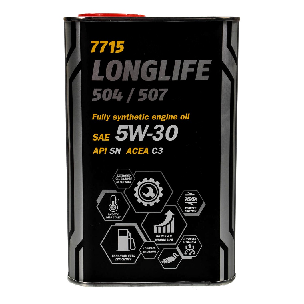 Моторна олива MANNOL Longlife 504/507 (Metal) 5W-30 1 л (MN77151ME) - zapix