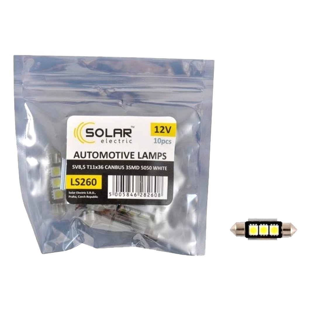 Автолампа LED (світлодіодна) SOLAR T11x36 SV8.5 12V LS260P - zapix
