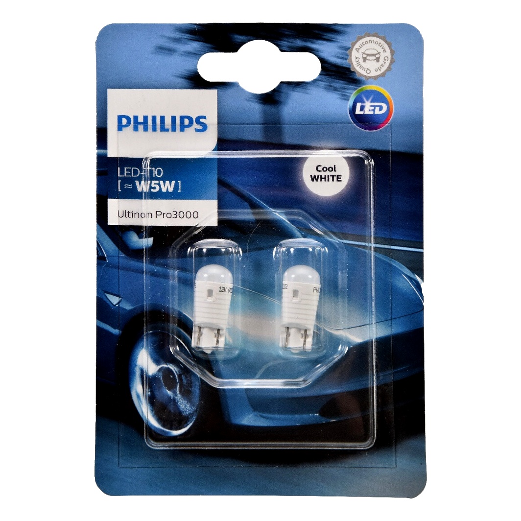 Автолампа LED (світлодіодна) PHILIPS Ultinon Pro3000 W5W W2.1x9.5d 0.6W 12V біла 11961U30CWB2 - zapix