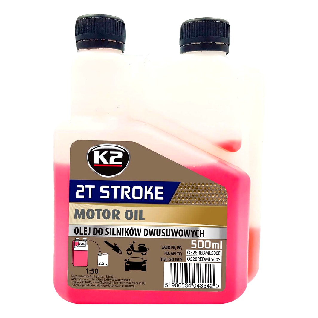 Моторное масло K2 Stroke Red 2T полусинтетическое 0.5 л O528REDML500E - zapix