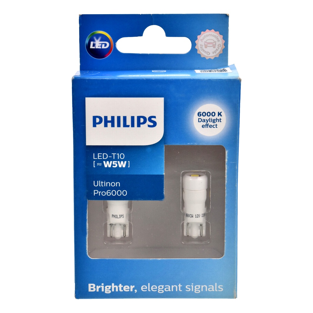 Автолампа LED (світлодіодна) PHILIPS Ultinon Pro6000 W5W безцокольна 12V 11961CU60X2 - zapix
