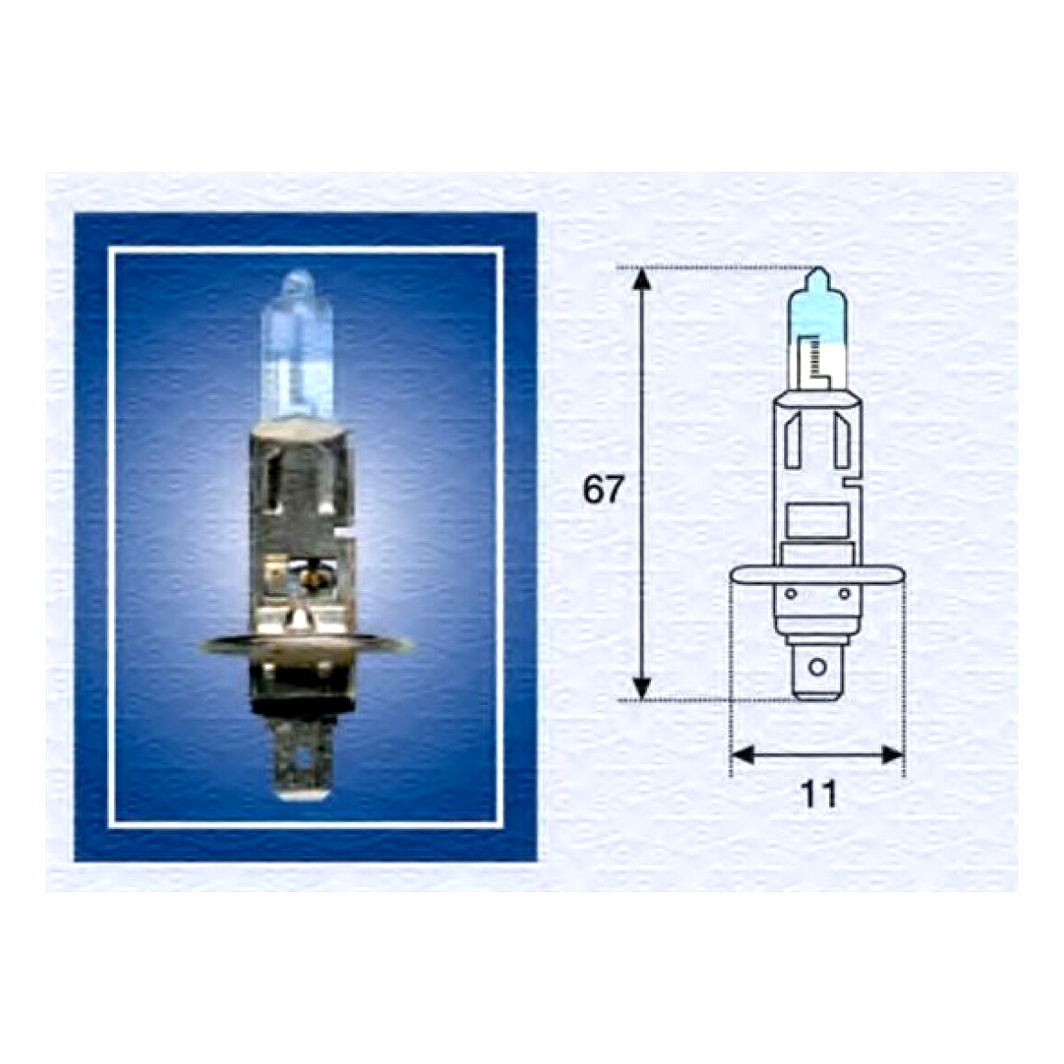Автолампа галогенова MAGNETI MARELLI H1 P14.5s 55W 12V прозора 002587100000 - zapix