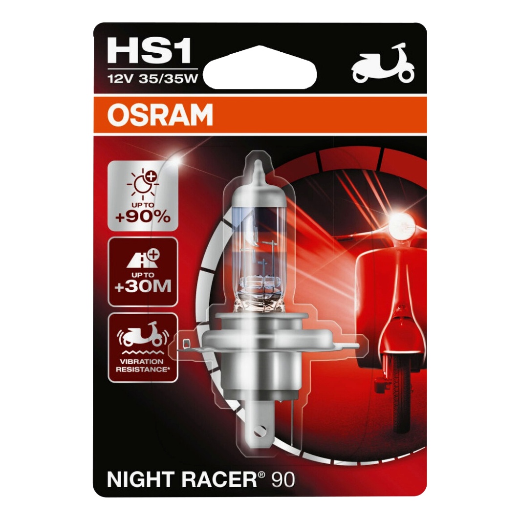 Автолампа галогенова OSRAM Night Racer 90 HS1 PX43t 35W 12V прозоро-блакитна 64185NR901B - zapix