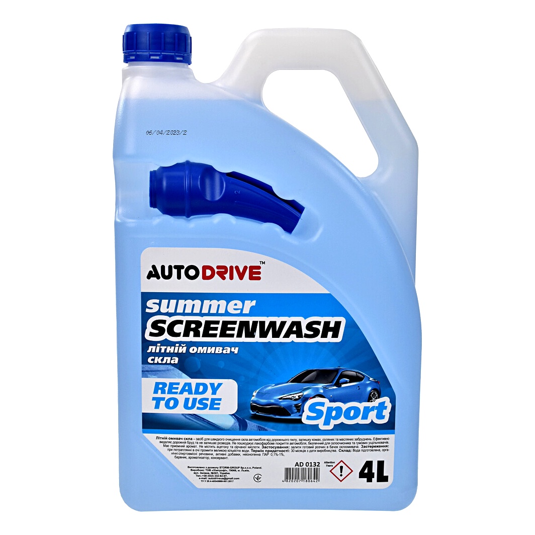 Омивач скла готовий літній AUTO DRIVE Summer Screen Wash Sport 4 л AD0132 - zapix