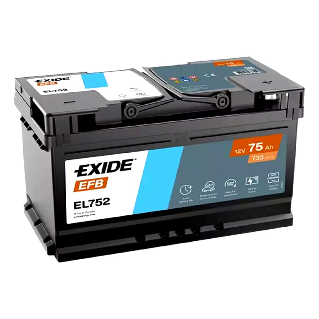 Акумулятор EXIDE EFB 12V 75Ah 730A R+ EL752 - zapix