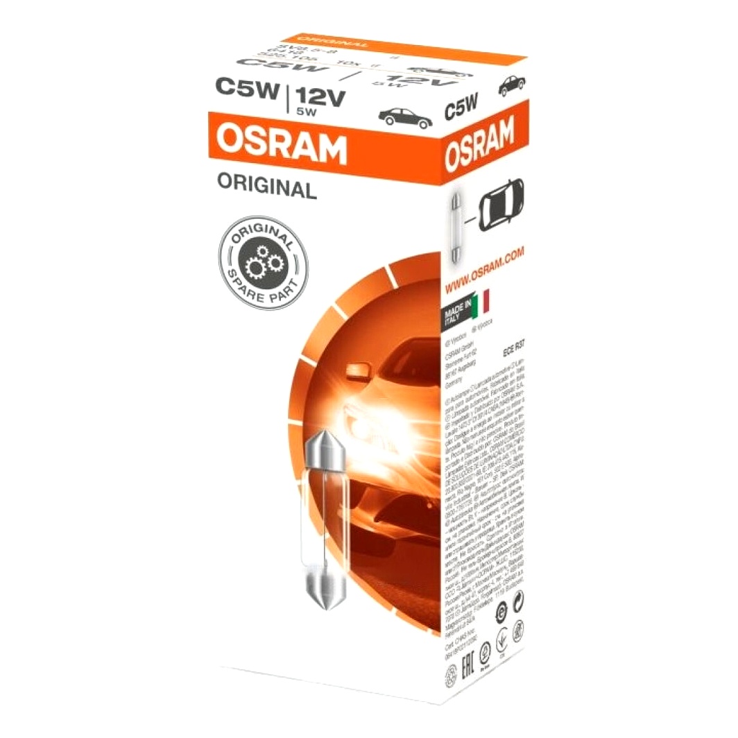 Автолампа накала OSRAM Original C5W SV8.5-8 5W 12V прозрачная 641810 - zapix