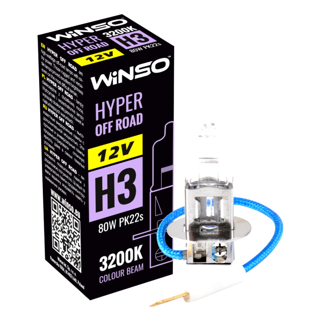 Автолампа галогенова WINSO Hyper Off Road H3 PK22s 80W 12V прозора 712310 - zapix