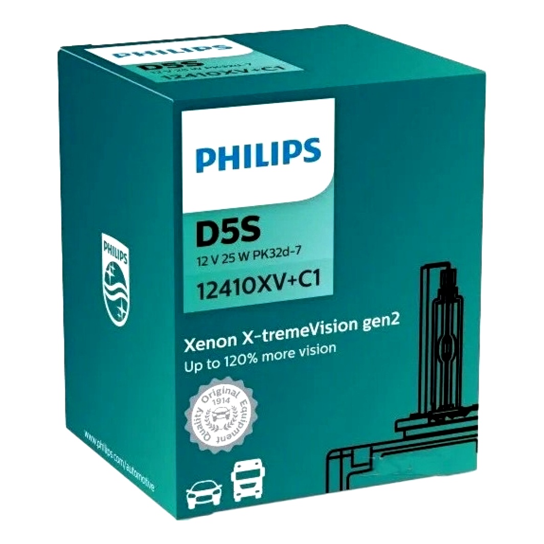 Автолампа ксенонова PHILIPS X-tremeVision gen2 +120% D5S PK32d-7 25W 12V прозора 12410XVC1 - zapix