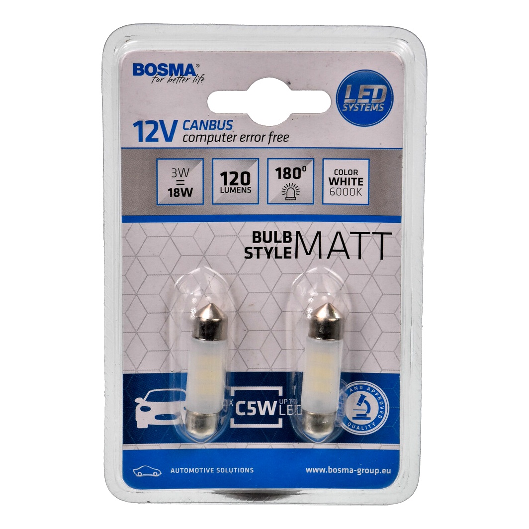 Автолампа LED (світлодіодна) BOSMA C5W SV8.5 3W 12V біла 5080 - zapix
