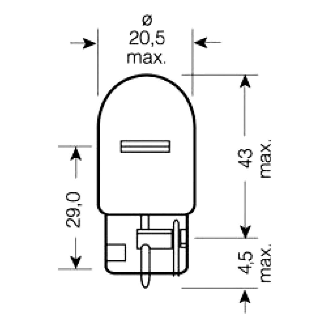 Автолампа накала OSRAM Original W21W W3x16d 21W 12V прозрачная 750502B - zapix