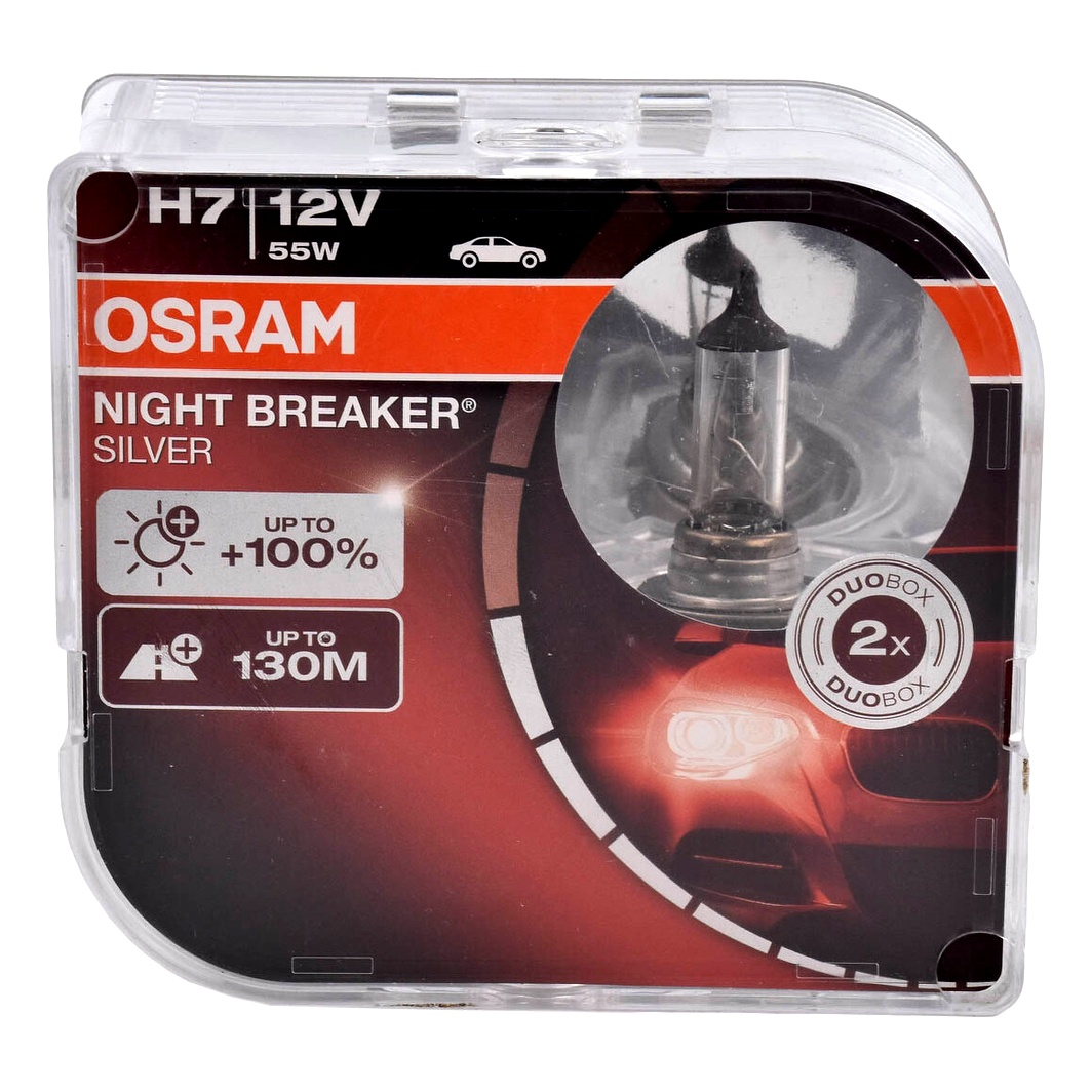 Автолампа галогенова OSRAM Night Breaker Silver H7 PX26d 55W 12V прозора 64210NBSHCB - zapix