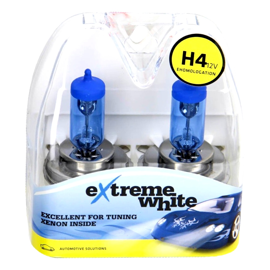 Автолампа галогенова BOSMA EXTREME WHITE H4 P43t 55W 12V темно-блакитна 8412 - zapix