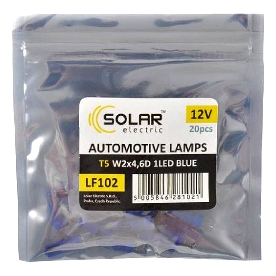 Автолампа LED (світлодіодна) SOLAR T5 W2x4.6d 12V прозора LF102P - zapix
