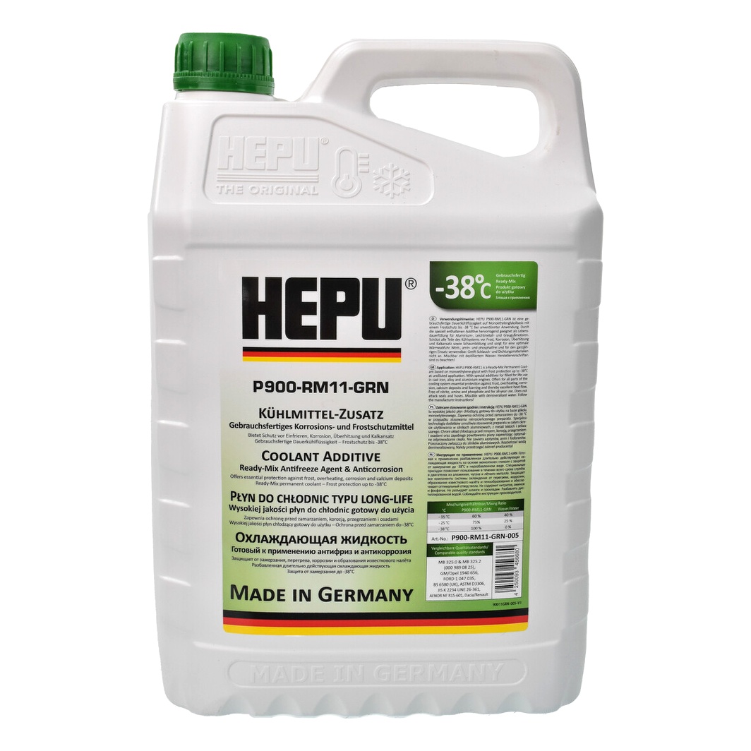 Готовий антифриз HEPU P900-RM11 зелений G11 -38 °C 5 л (P900RM11GRN005) - zapix