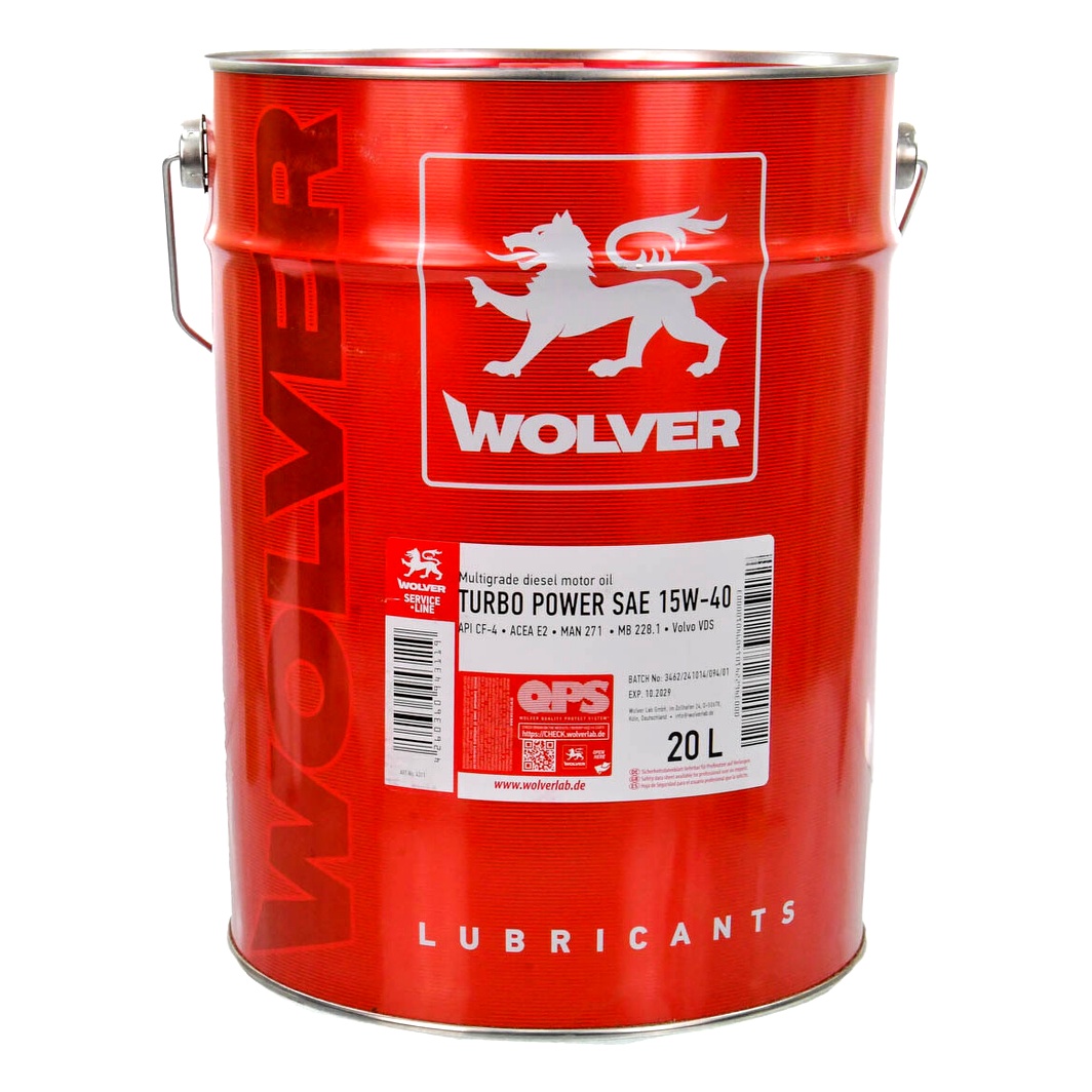 Моторна олива WOLVER Turbo Power 15W-40 20 л (42603609431190) - zapix