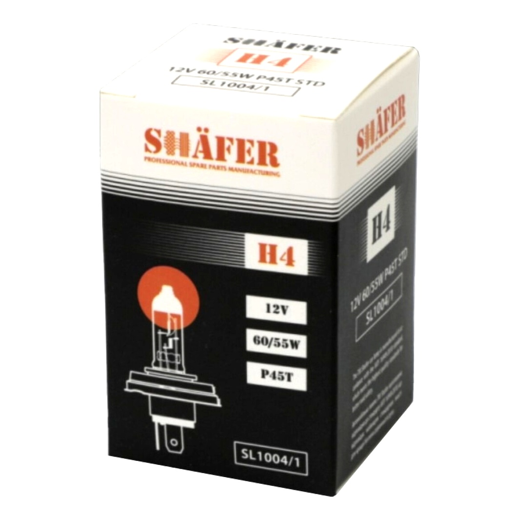 Автолампа галогеновая SHAFER H4 P45t 55W 12V прозрачная SL10041 - zapix