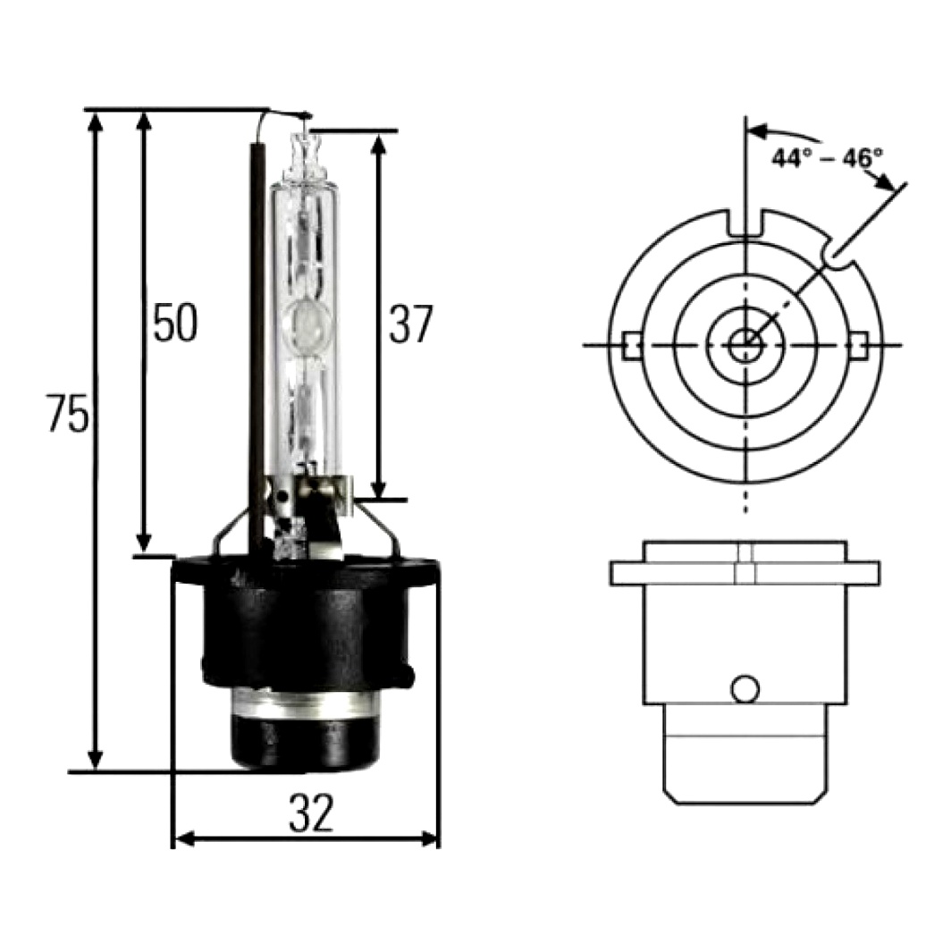 Автолампа ксенонова HELLA D2S P32d-2 35W 12V прозора 8GS007949101 - zapix
