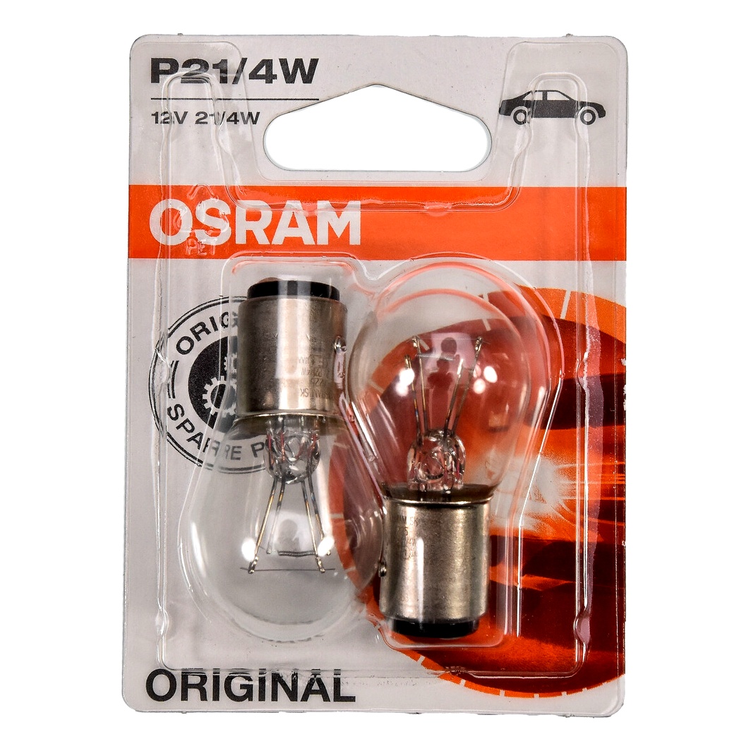 Автолампа розжарювання OSRAM Original Line P21/4W BAZ15d 4W 12V прозора 722502B - zapix