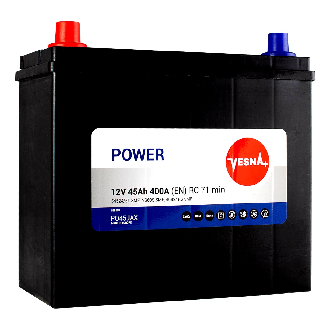 Акумулятор VESNA Premium JIS 12V 45Ah 400A L+ 415745 - zapix