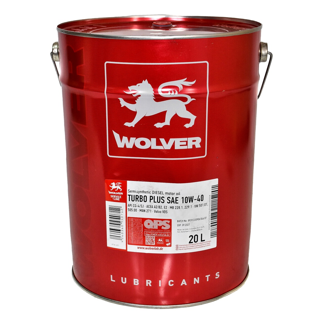 Моторное масло WOLVER Turbo Plus 10W-40 20 л (4260360940712) - zapix