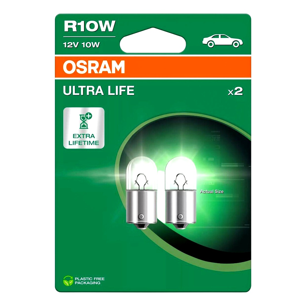 Автолампа розжарювання OSRAM Ultra Life R10W BA15s 10W 12V прозора 5008ULT2BL - zapix
