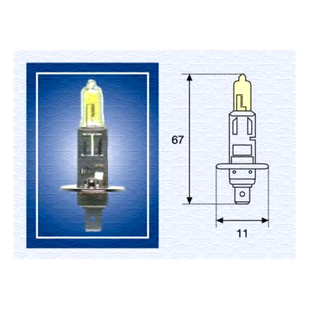 Автолампа галогеновая MAGNETI MARELLI H1 P14.5s 55W 12V прозрачная 002571100000 - zapix