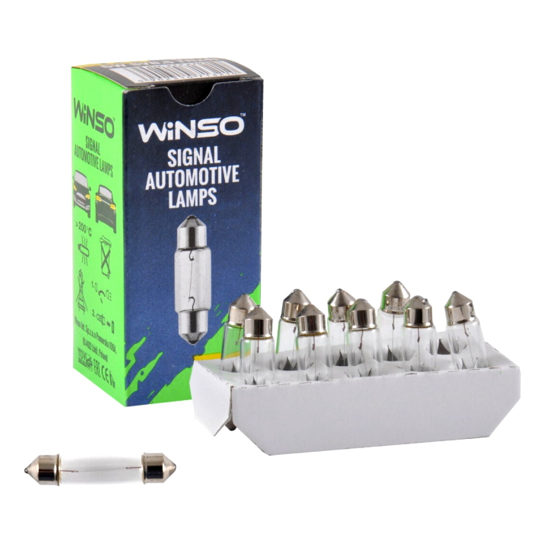 Автолампа розжарювання WINSO C5W SV8.5 5W 12V прозора 713210 - zapix