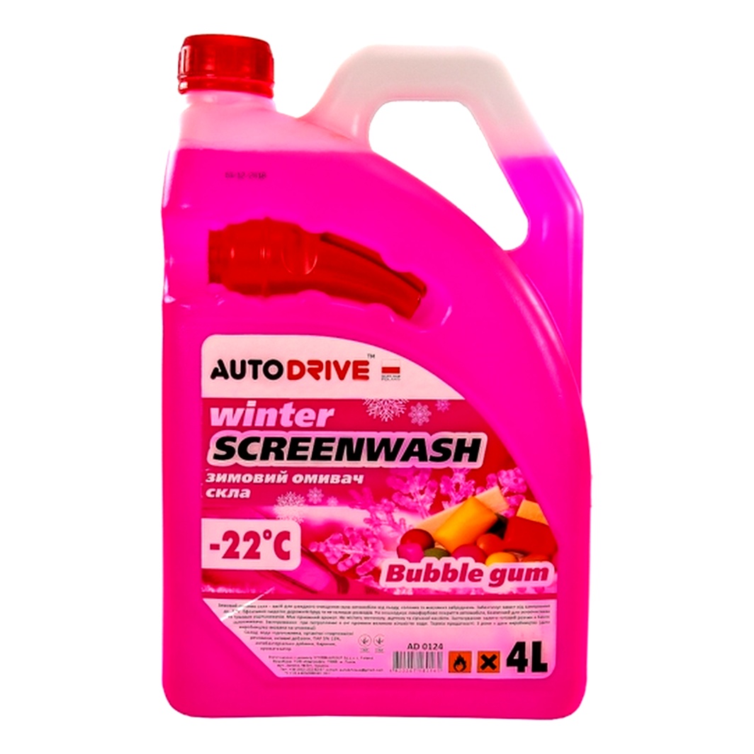 Омивач скла готовий зимовий -22°С AUTO DRIVE Bubble Gum bubble gum 4 л AD0124 - zapix