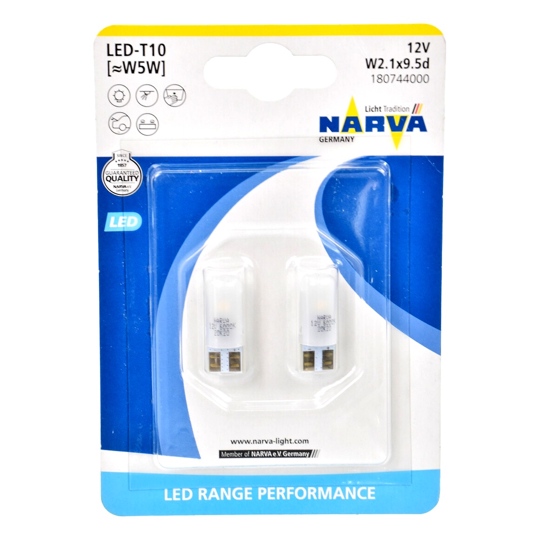 Автолампа LED (світлодіодна) NARVA Range Performance LED W5W W2.1x9.5d 0.6W 12V прозора 180742B - zapix