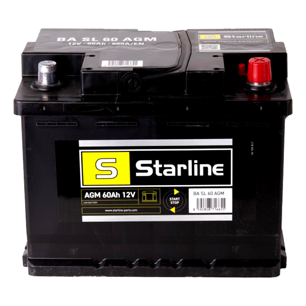 Акумулятор STARLINE 12V 60Ah 660A R+ BASL60AGM - zapix