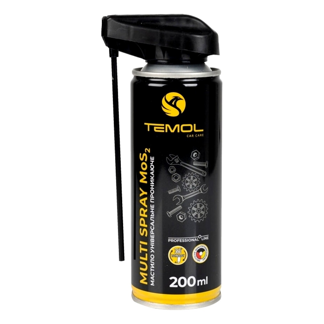 Змазка молібденова TEMOL Multi Spray MoS2 Professional Line універсальна 200 мл (TSPRUNIMOST200ML) - zapix
