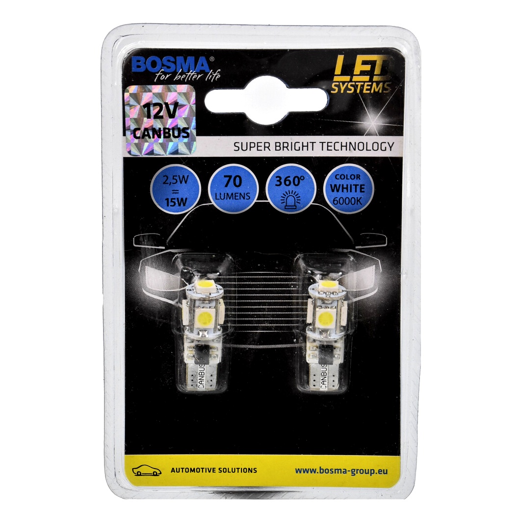 Автолампа LED (світлодіодна) BOSMA T10 W2.1x9.5d 2.5W 12V 4199 - zapix