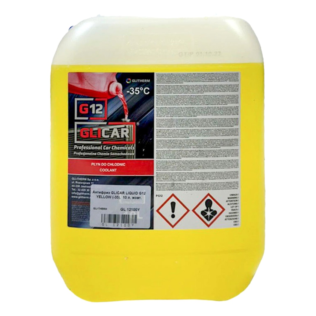 Готовий антифриз GLICAR жовтий G12 -35 °C 10 л (GL12100Y) - zapix