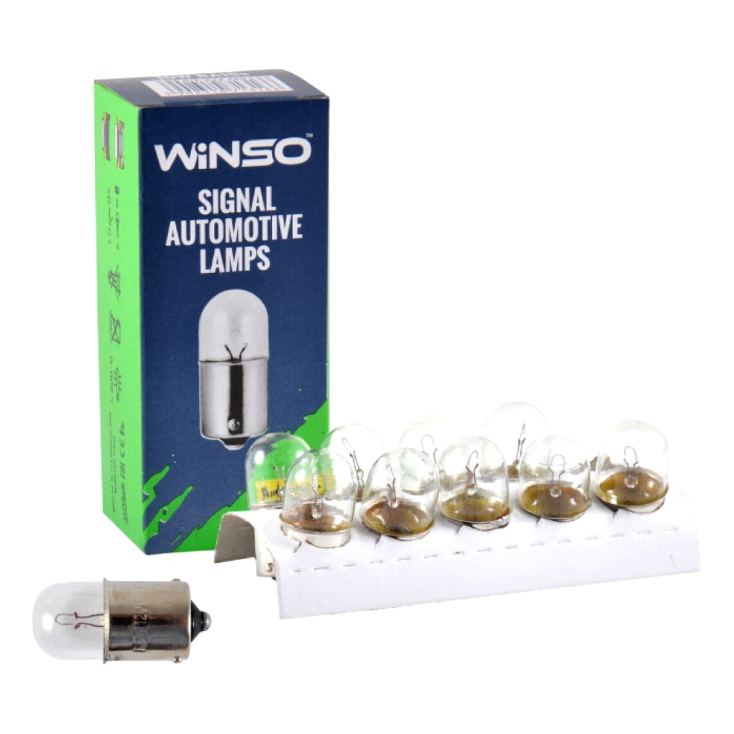 Автолампа розжарювання WINSO R10W BA15s 10W 12V прозора 713160 - zapix