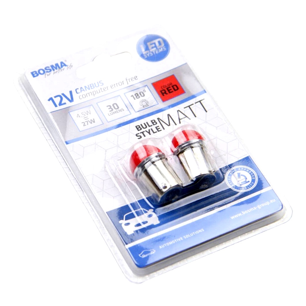 Автолампа LED (светодиодная) BOSMA R10W BA15s 4.5W 12V красная 6513 - zapix