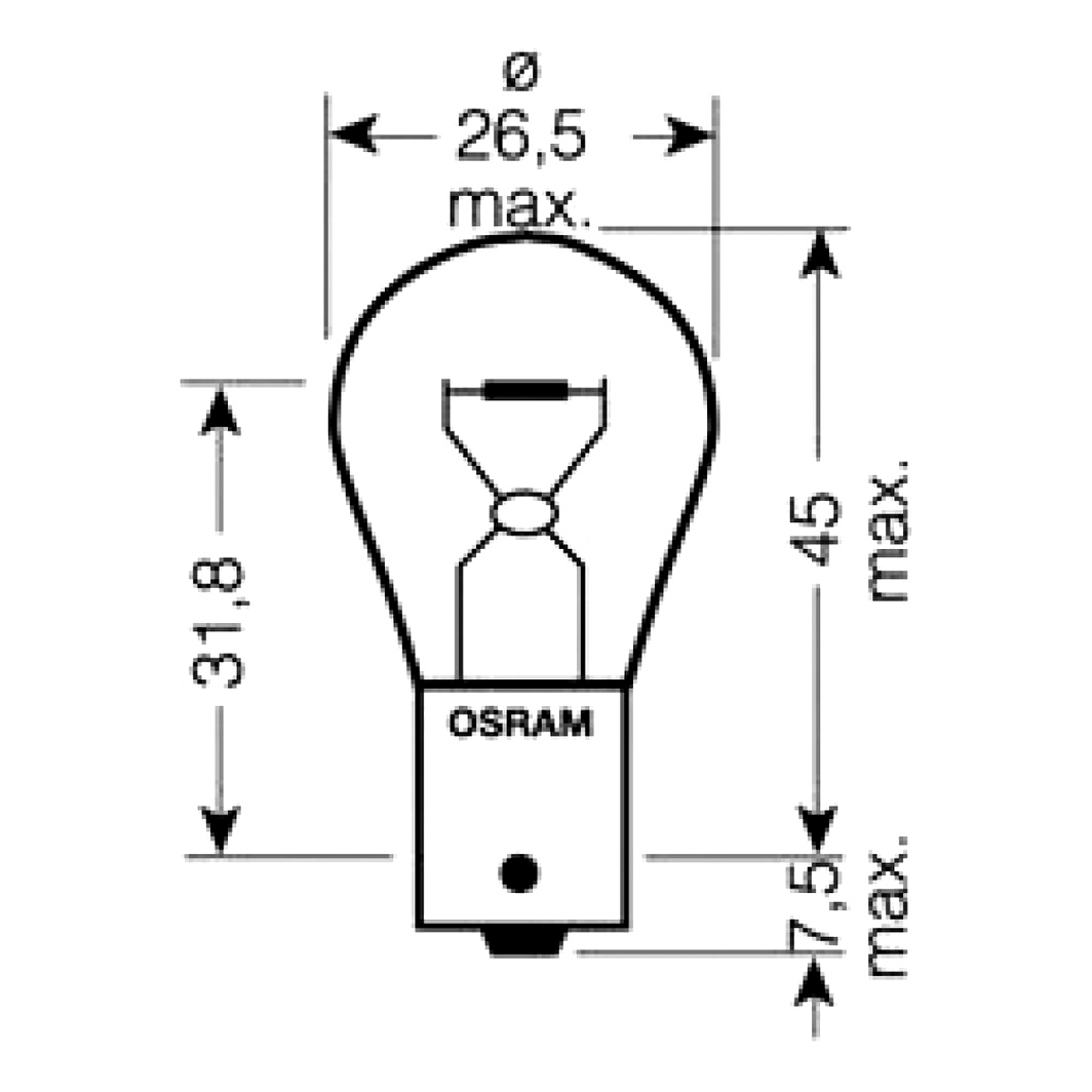 Автолампа розжарювання OSRAM Original P21W BA15s 21W 24V прозора 7511 - zapix