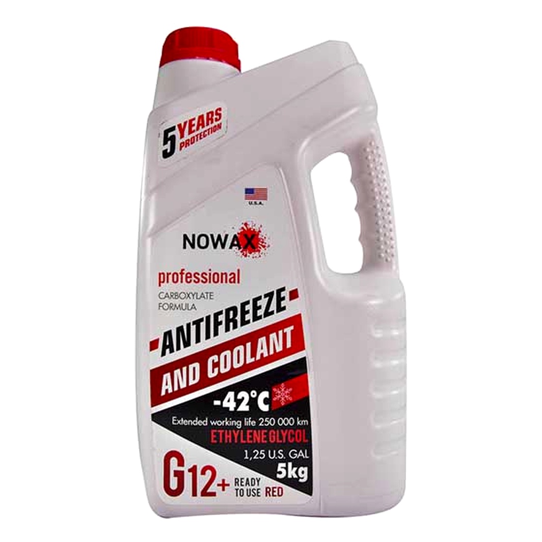 Готовый антифриз NOWAX красный G12+ -42 °C 5 л (NX05001)