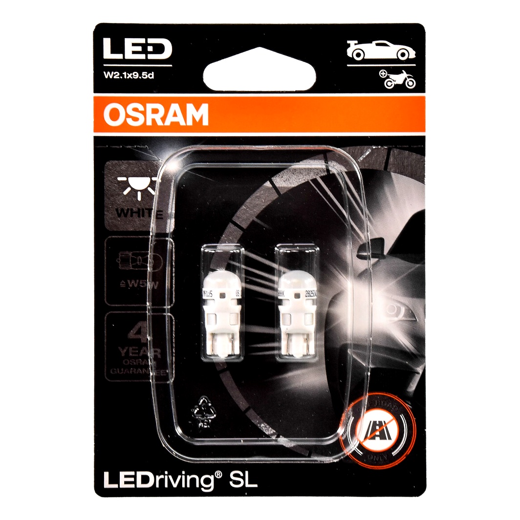 Автолампа LED (світлодіодна) OSRAM LEDriving W5W W2.1x9.5d 1W 12V біла 2825DWP02B - zapix