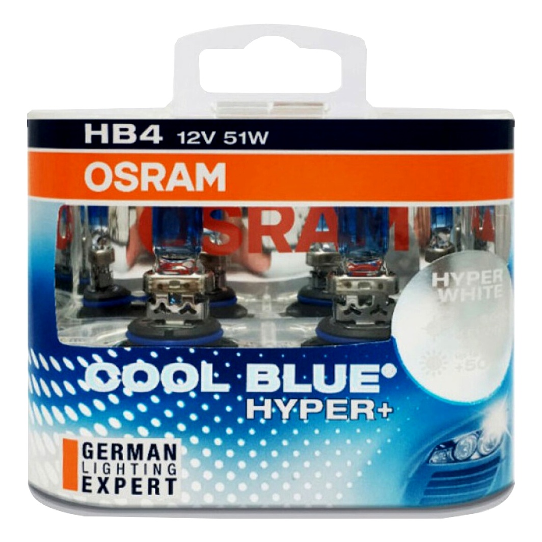 Автолампа галогенова OSRAM Cool Blue Hyper+ H4B P22d 51W 12V синя 69006CBHHCB - zapix