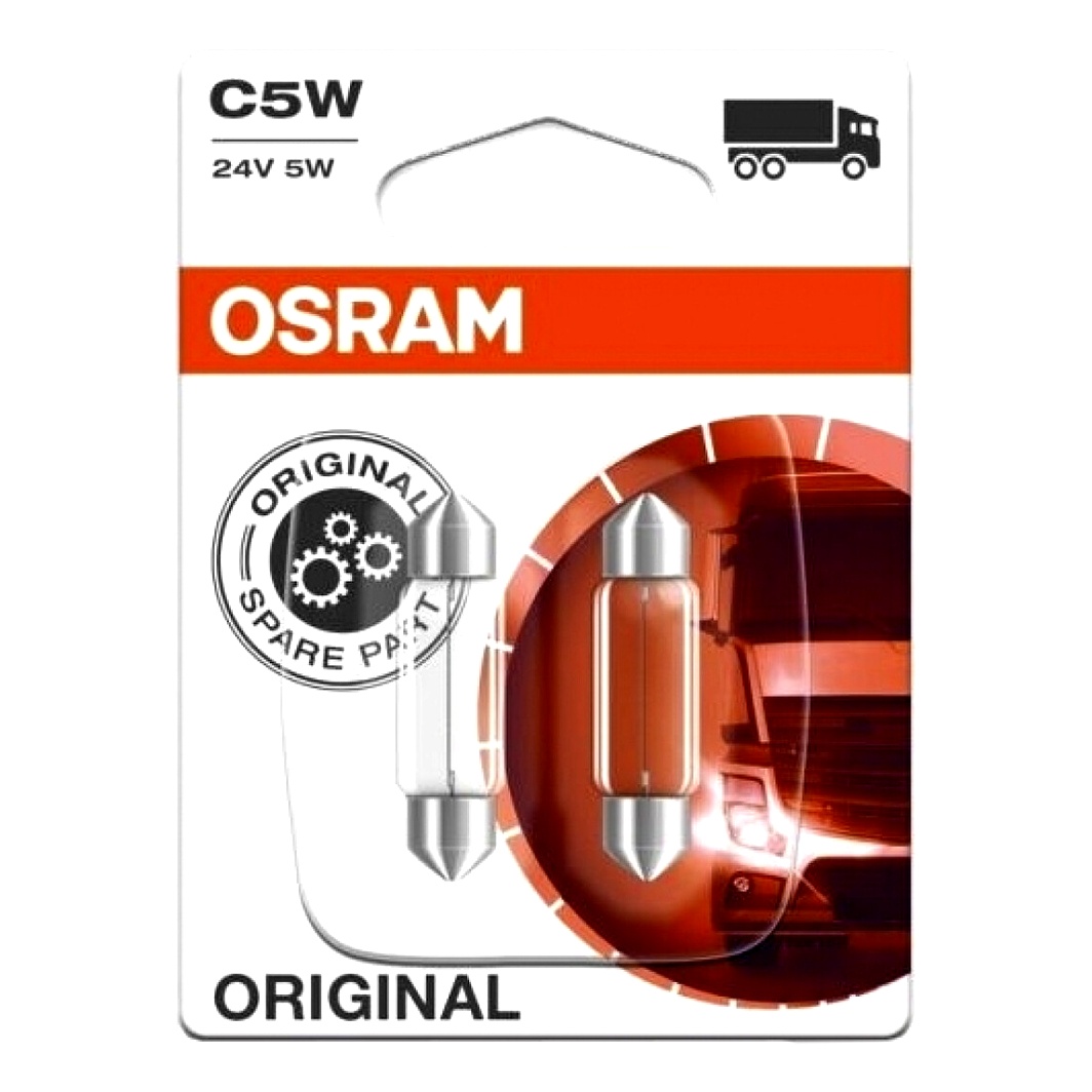 Автолампа розжарювання OSRAM Original C5W SV8.5-8 5W 24V прозора 642302B - zapix